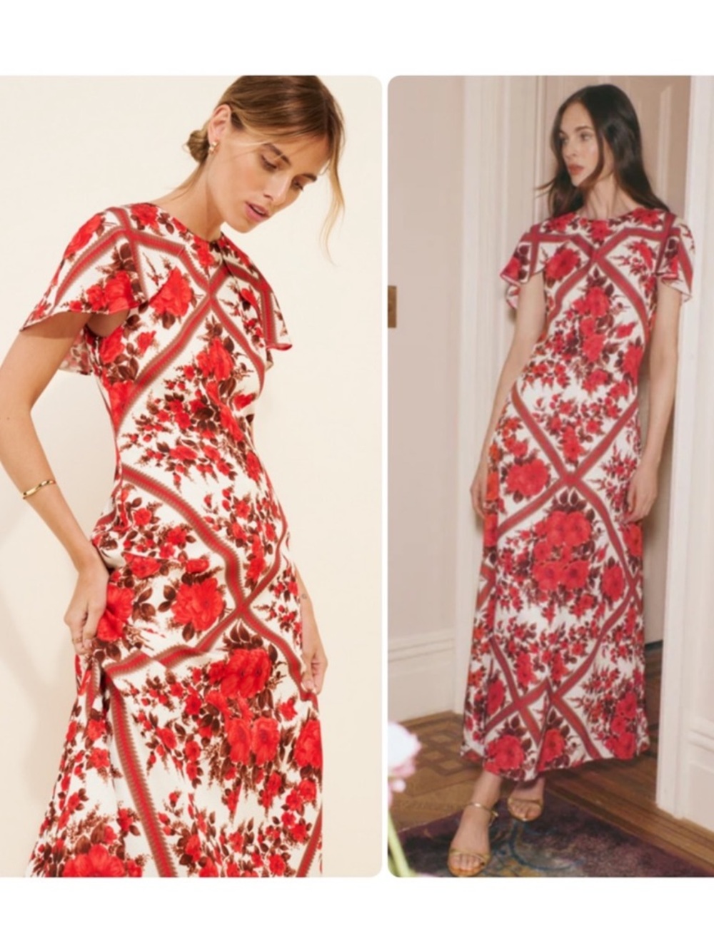 Hill House Davina Dress in Red Diamond Rose XS